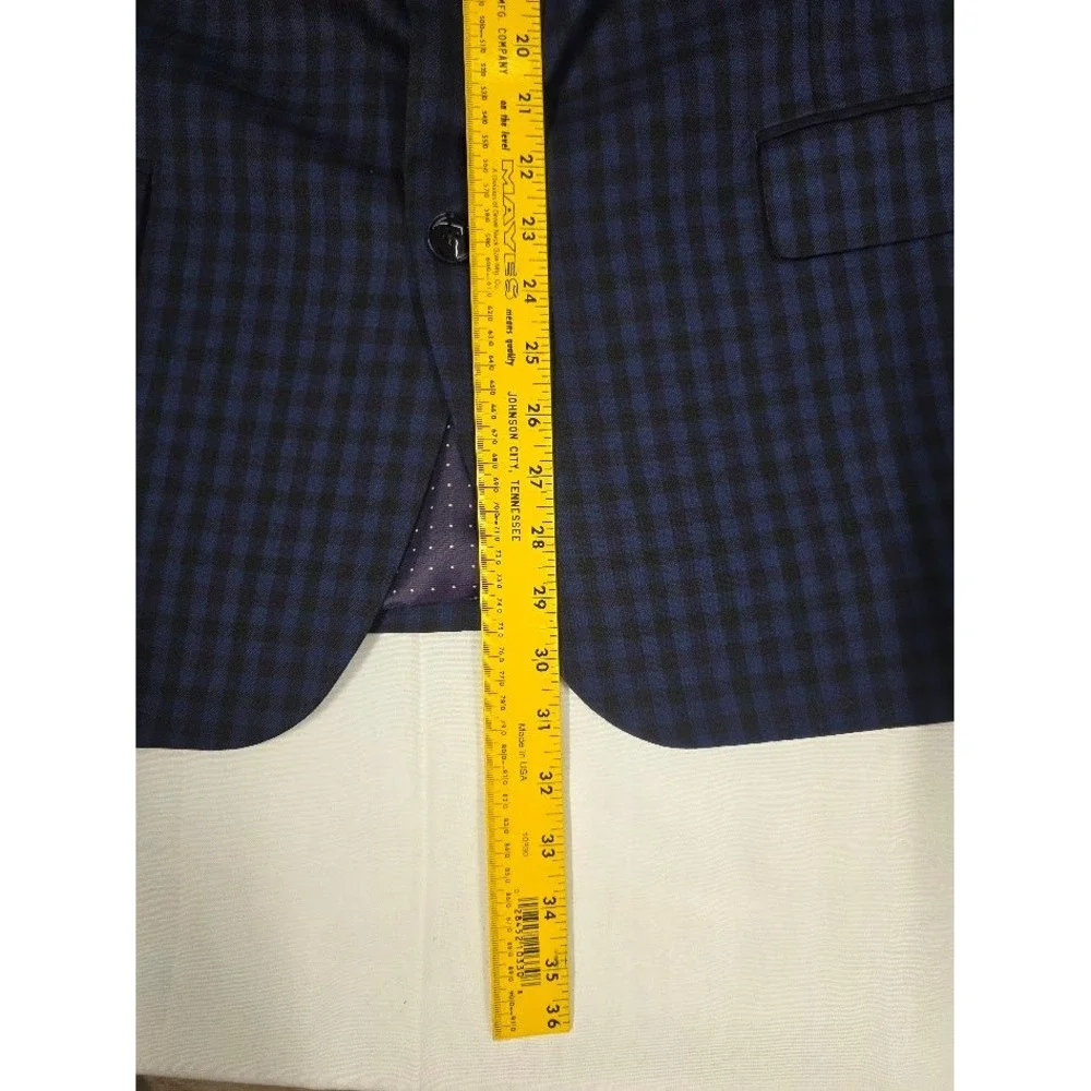 Oak Hill Sport Coat Mens 50R 2X  Blue Black Check Blazer Two Button Sport Coat‎